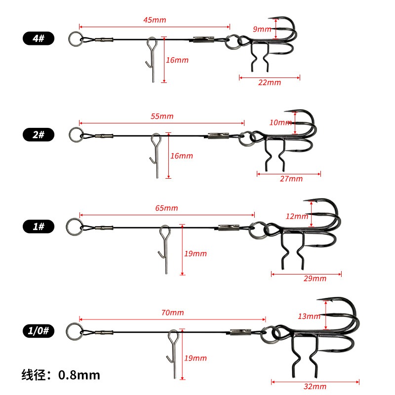 Fishing Hook Weedless - LUREGO 2 Peças Anzóis Stinger Rig
