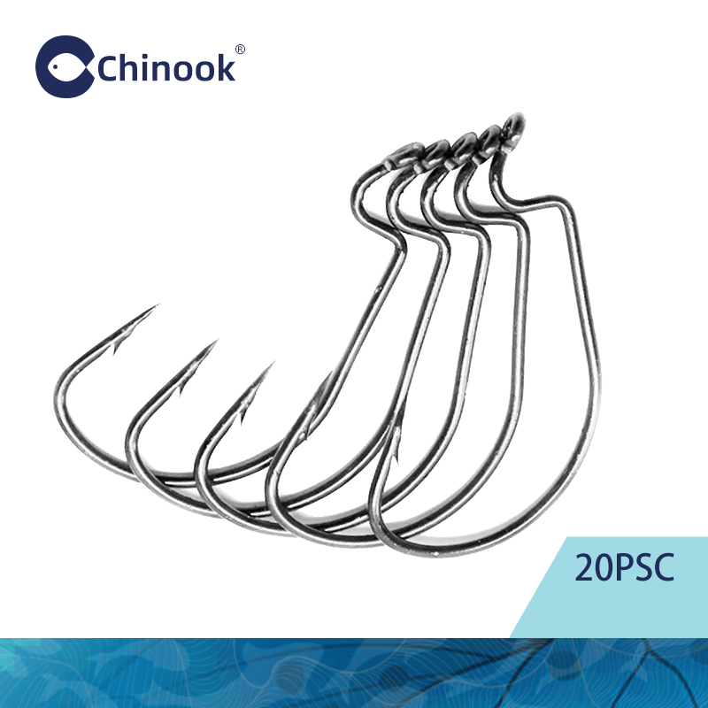 Fishing Hook Offset - Chinook 20 pçs worm largo texan