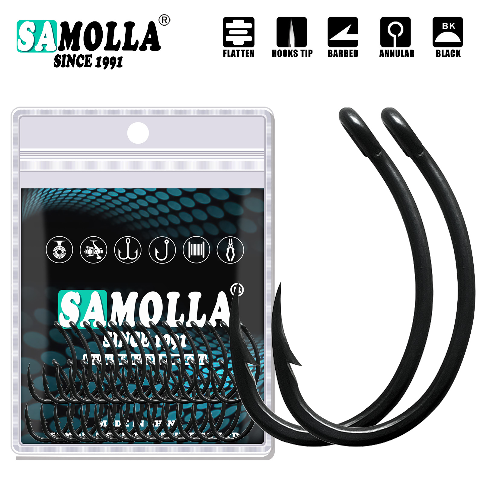 Fishing Hook Offset - Ganchos farpados para pesca da carpa,