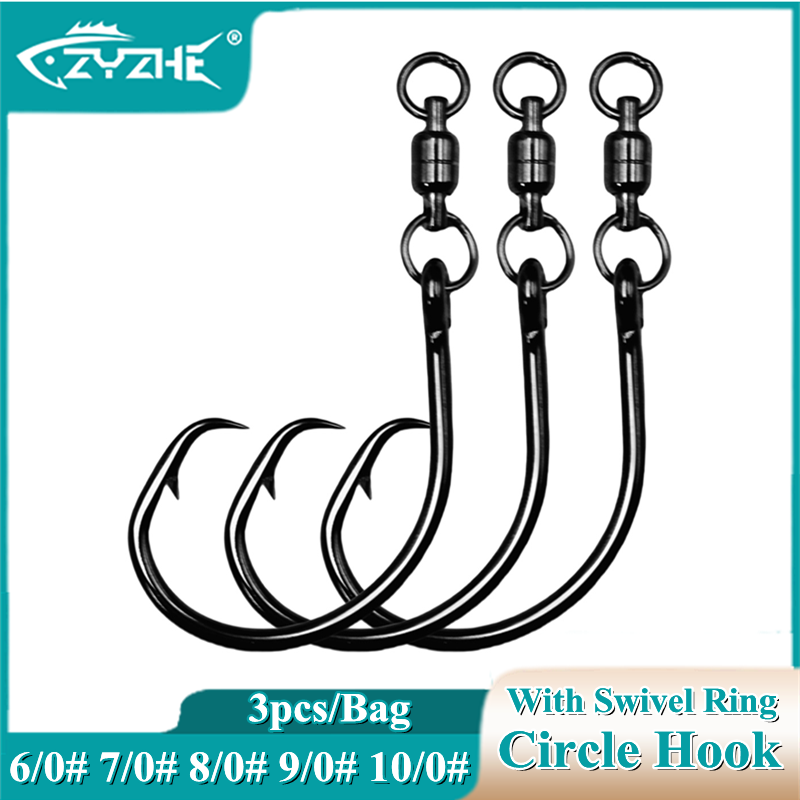 Fishing Hook Offset - ZYZHE 3/6/9pcs Anzóis Circulares com Anel