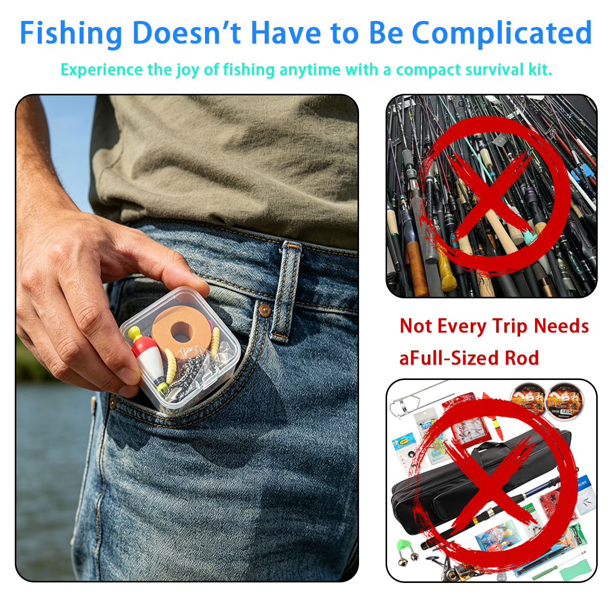 Fishing Hook Box - Conjunto portátil de equipamentos de pesca