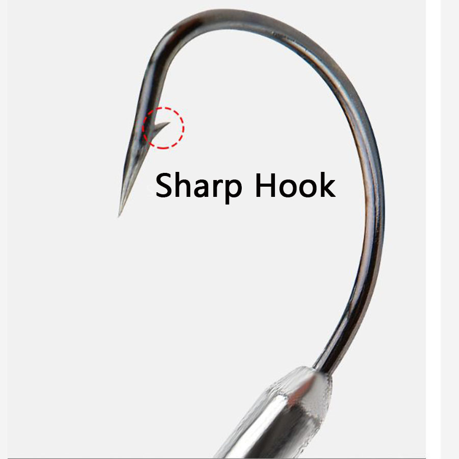 5pcs isca de minhoca macia 1/0 - Fishing Hook Offset avaliação e preço