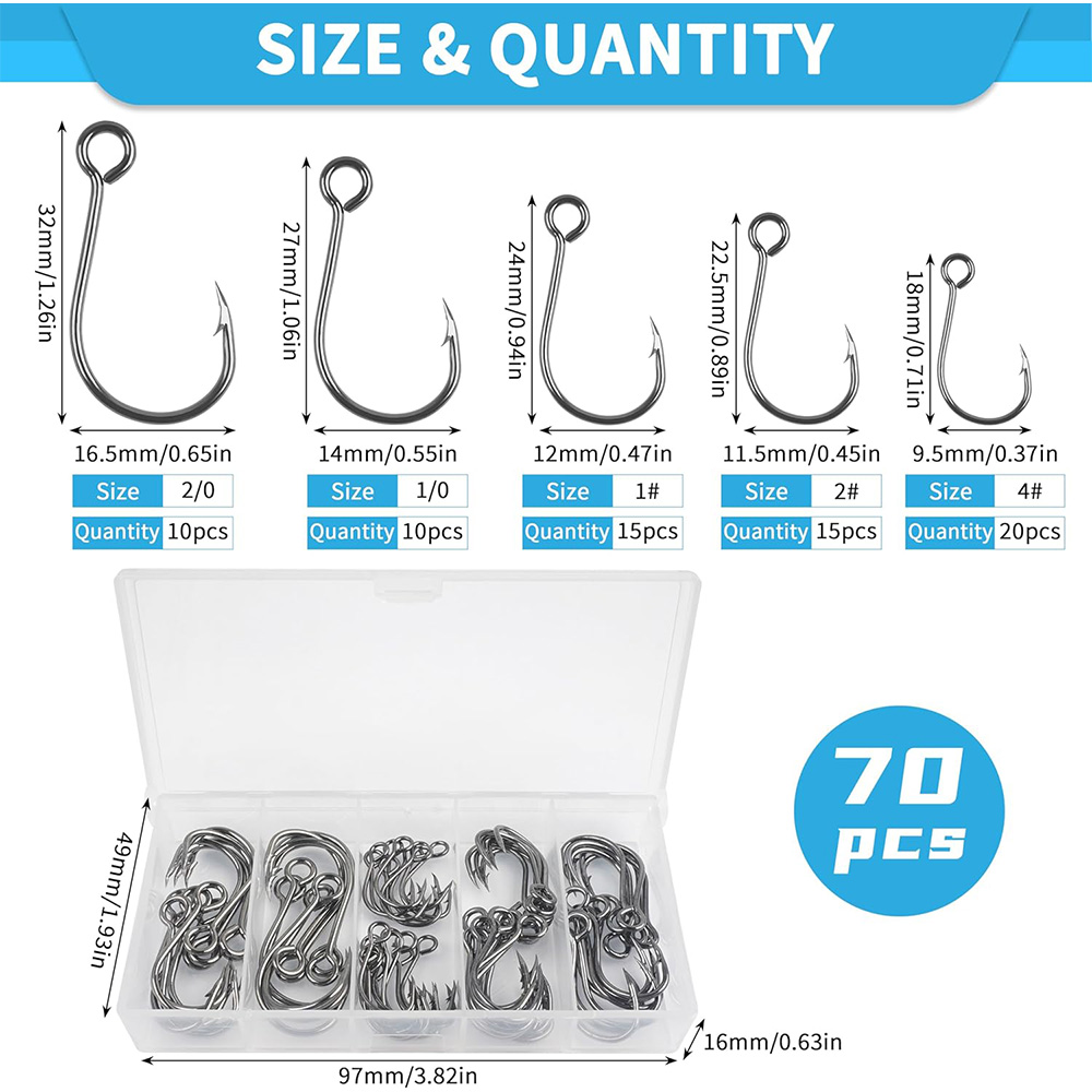 70 pçs ganchos de pesca em lin - Fishing Hook Offset avaliação e preço