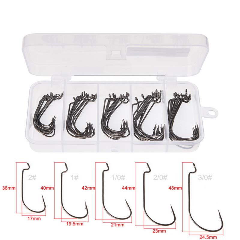 Caixa com 50 Anzóis de Pesca e - Fishing Hook Offset avaliação e preço